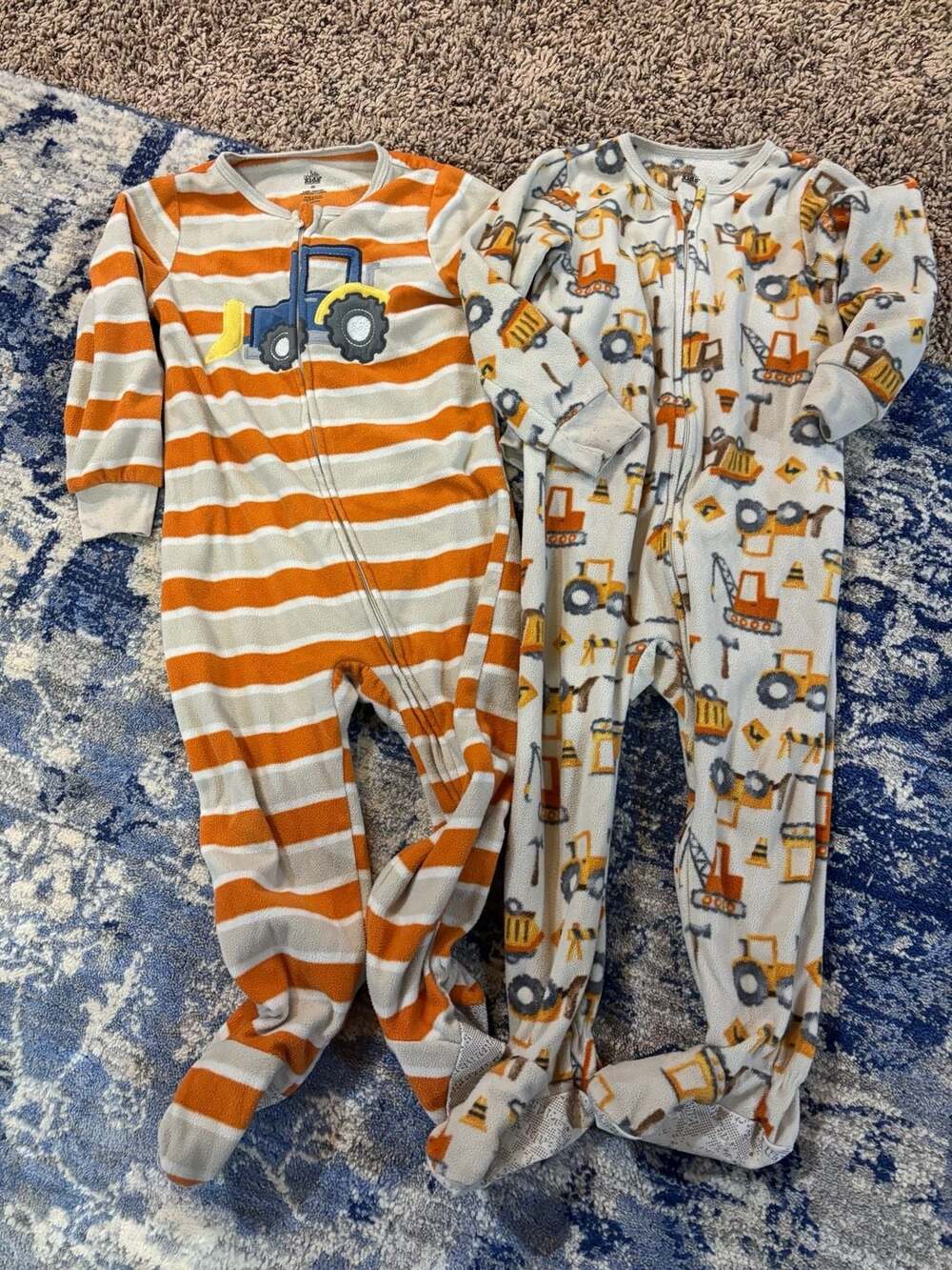 Kids Headquarters Fleece Footed Pajamas 2-Pack Size 3T Construction 🚜